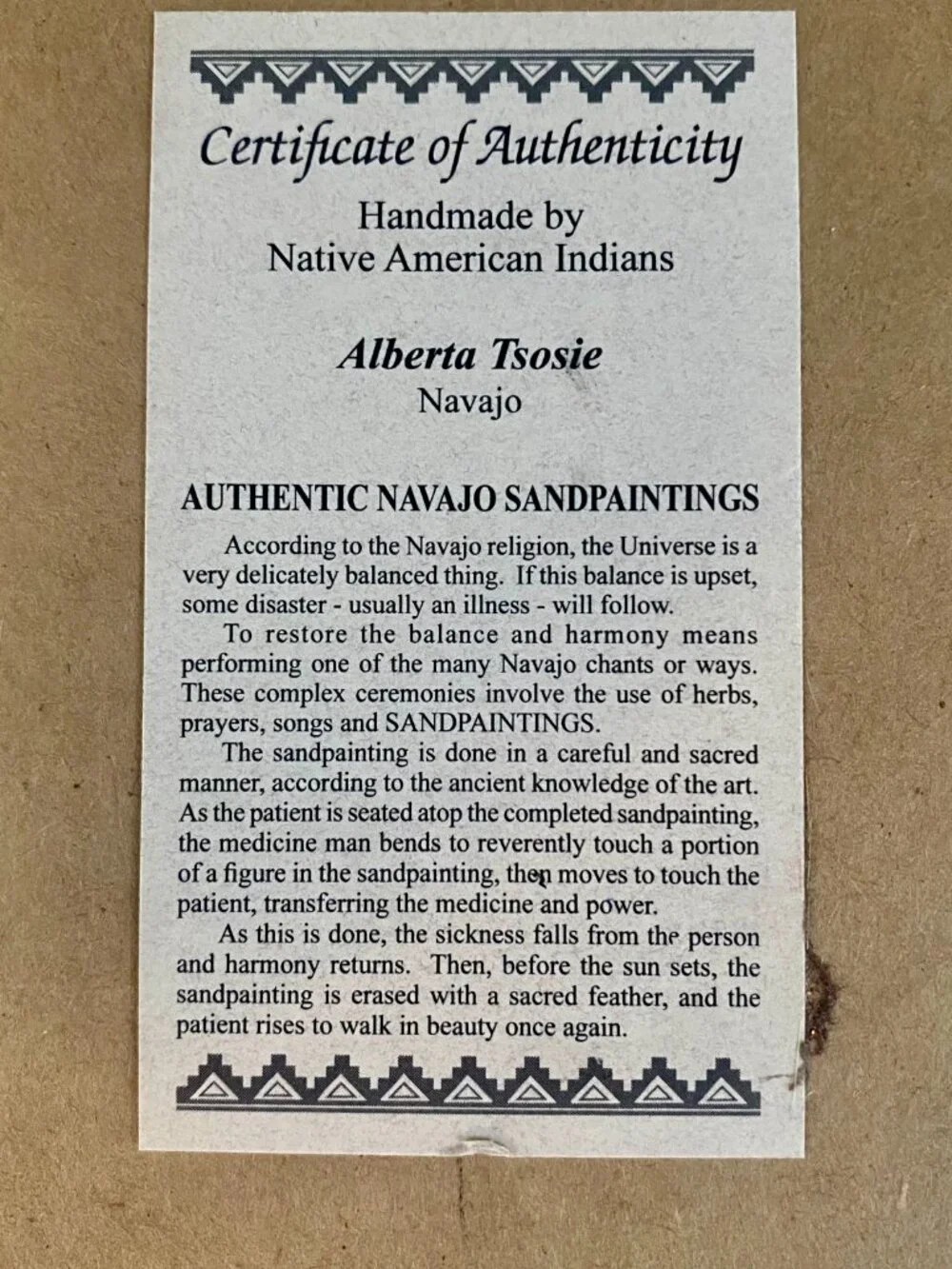 Navajo Sandpainting, Handmade, Authentic